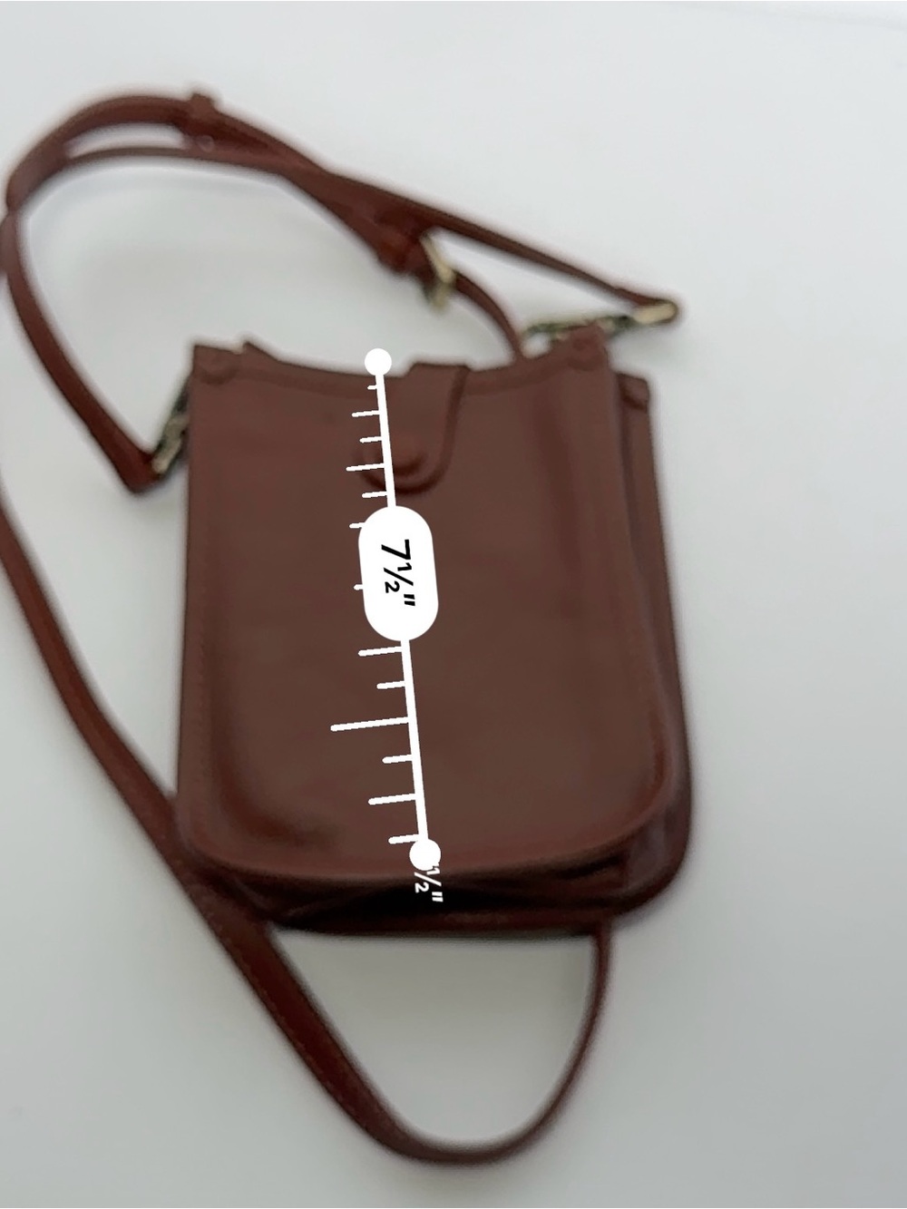 Genuine Leather Phone Crossbody Bag Small Minimalist Utility Pouch Brown - Picture 6 of 9